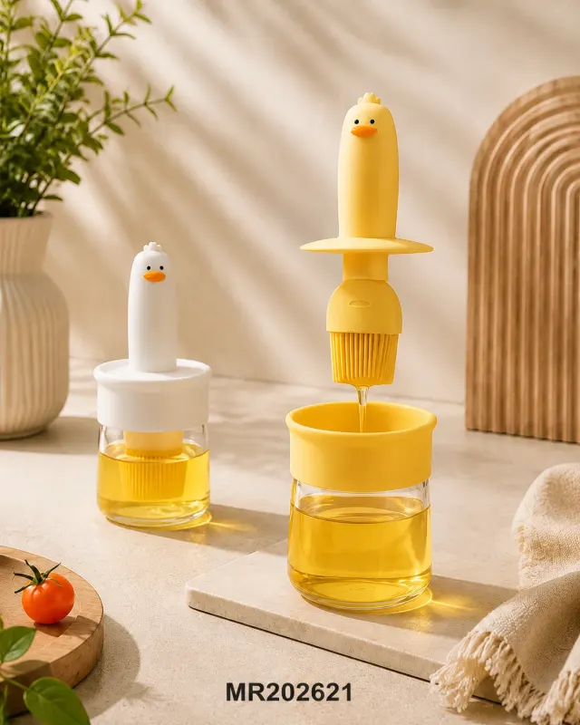 Oil Dispenser & Cute Duck Silicon Brush - Pack of 2