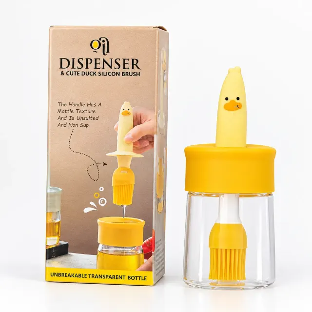 Oil Dispenser & Cute Duck Silicon Brush 2 IN 1